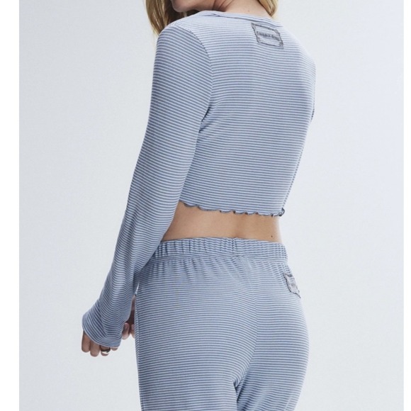 SAVAGE X FENTY MIDNIGHT CRUISE SLEEP PANT MOON DAISY BLUE/MASTERMIND GREY STRIPE - Picture 2 of 7